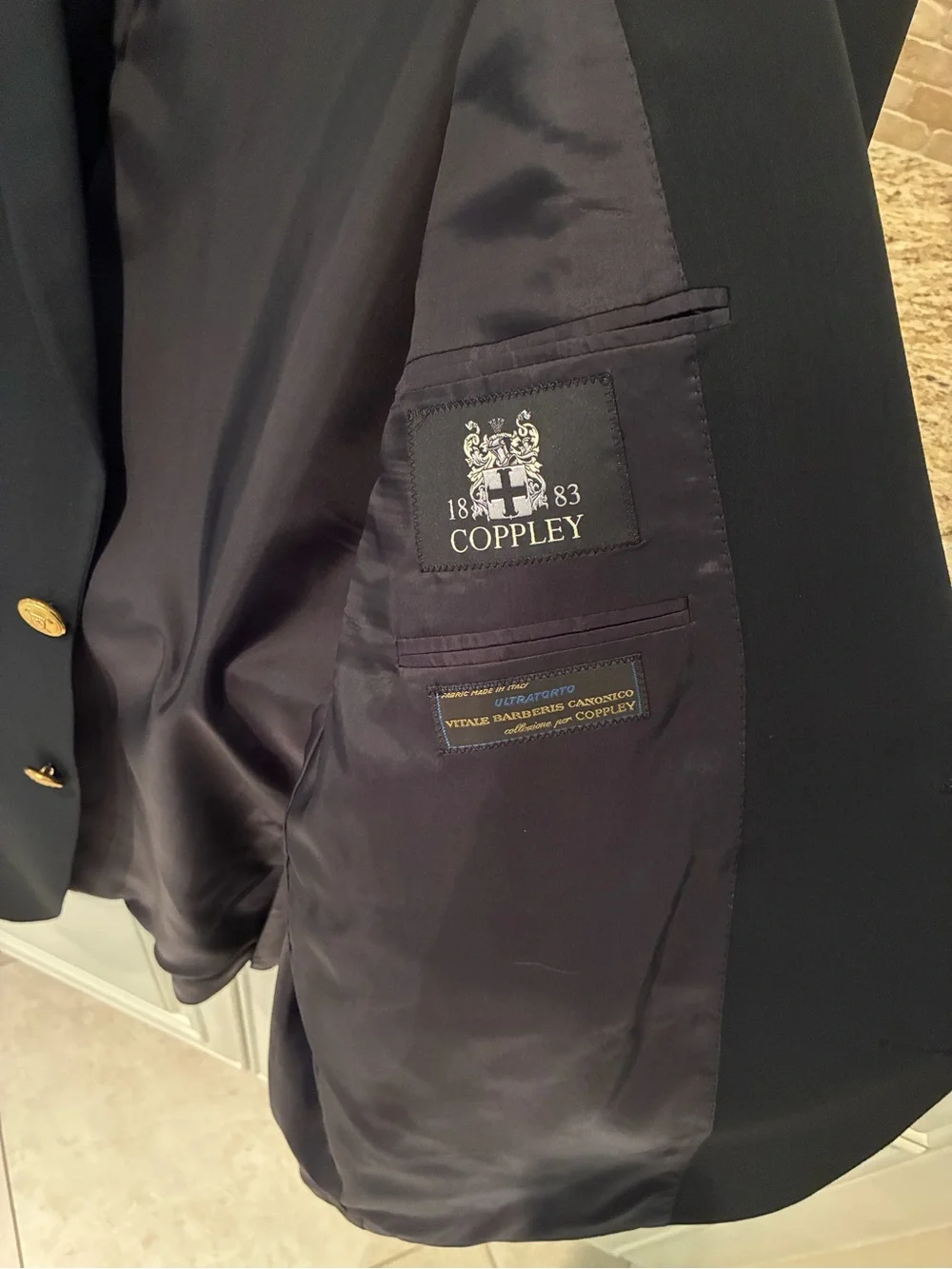 Men's Black Blazer with Gold Buttons - Classic Single-Breasted Sport Coat